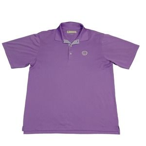 Donald Ross Polo Shirt Mens L Golf Medinah Country Club Purple Polyester Striped